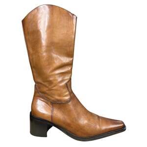 Vintage Progretto Italian Brown Leather Western Riding Boot Size 39 US 8.5